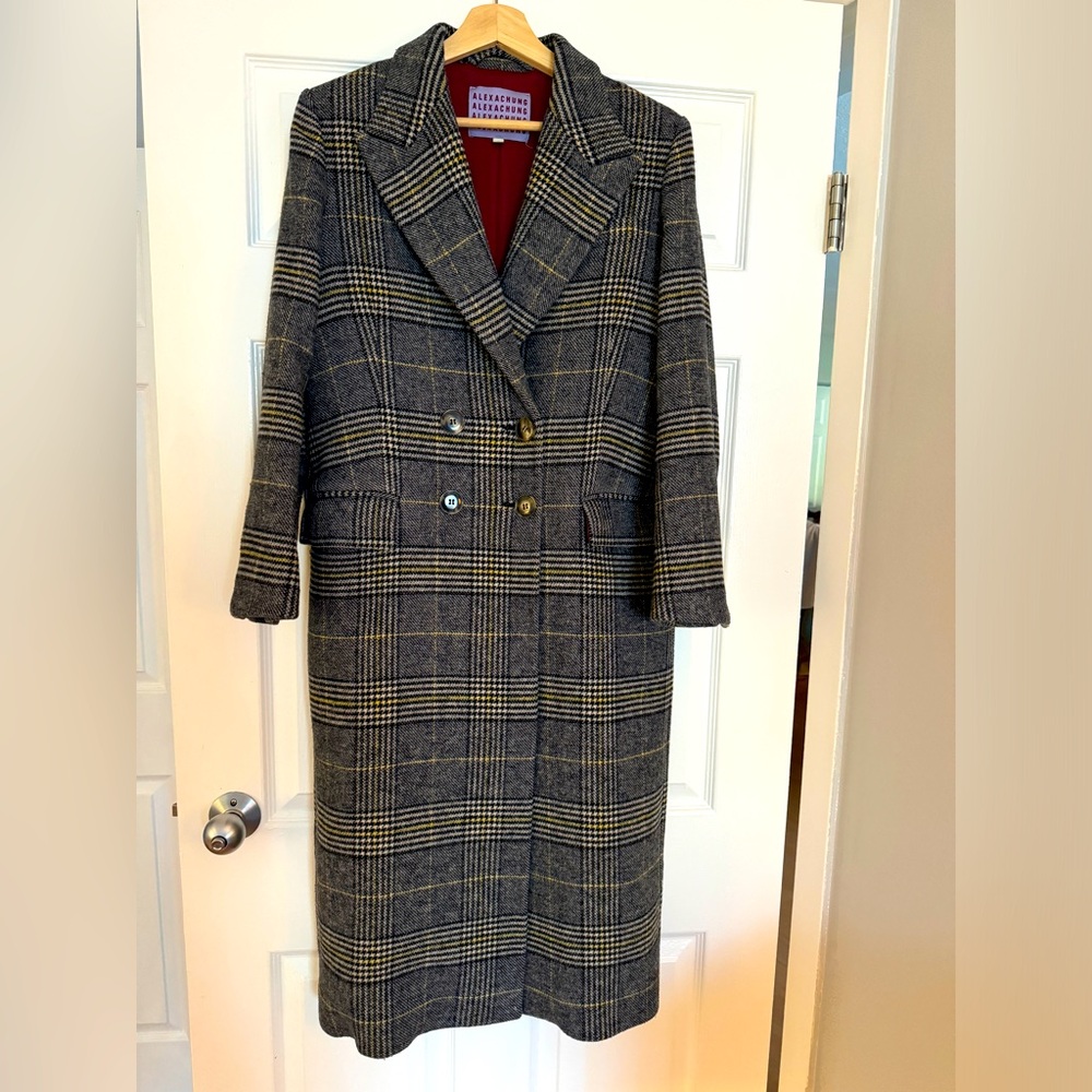 ALEXACHUNG
Long double-breasted checked coat